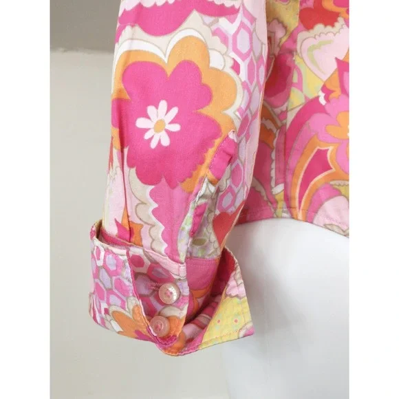 Tommy Hilfiger Pink Floral Paisley Psychedelic Cotton Button Down Shirt Small - Picture 6 of 16